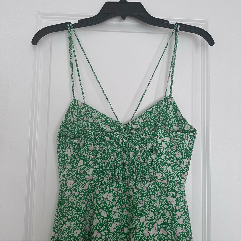 Zara Green Floral Midi Dress w/ High Slit - M - Picture 5 of 9